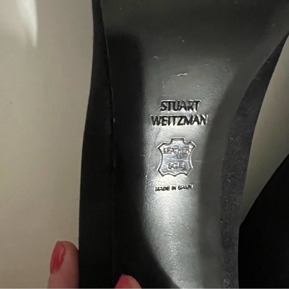Stuart Weitzman Black Lace Peep Toe Heels - Picture 12 of 12
